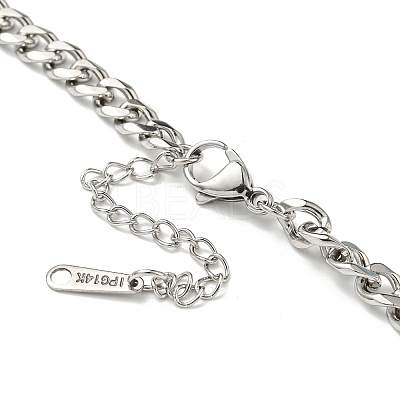304 Stainless Steel Glass Double Layer Necklaces NJEW-K259-02P-1