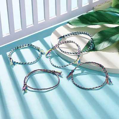 5Pcs Macrame Cotton Braided Cord Anklets Set AJEW-AN00486-04-1
