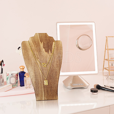 Bust Wooden Display Stands for Necklaces ODIS-WH0331-54-1