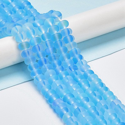 Frosted Transparent Glass Beads Strands FGLA-M002-01B-1