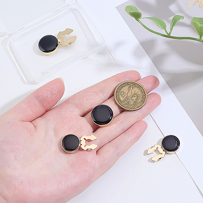 4Pcs 2 Styles Brass Black Enamel Cufflinks BUTT-ME0001-07G-1