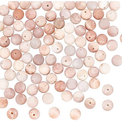 100Pcs Round Natural Sunstone Beads G-OC0001-37-1