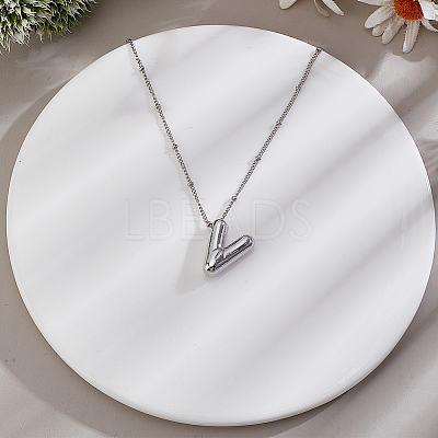 1pc Brass Chain with Alloy Letter Pendants Necklaces NJEW-LP0001-41V-P-1