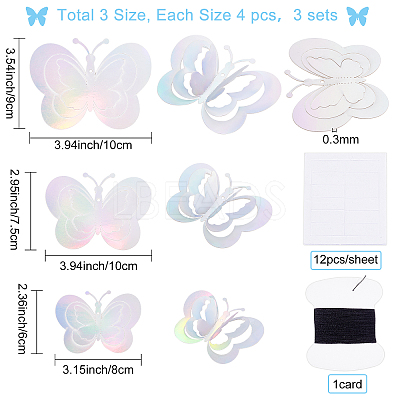 3Set 3D Butterfly PVC Mirrors Wall Stickers DIY-CN0001-85B-1