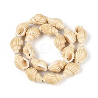 Handmade Printed Porcelain Beads Strand PORC-T133-01F-1