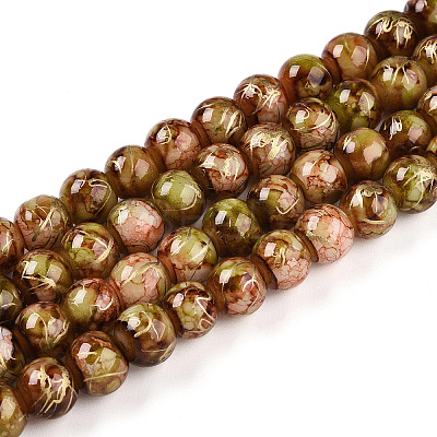 Baking Paint Glass Beads Strands DGLA-N003-6mm-BM-1