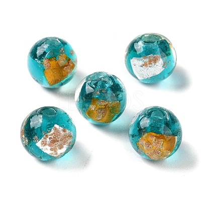 Handmade Gold & Silver Foil Lampwork Beads GLAA-G107-07A-10-1