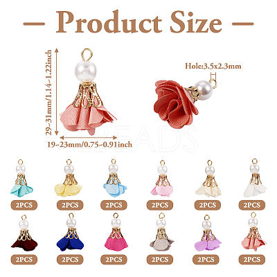 32Pcs 16 Colors Flower Chiffon Pendants FIND-TA0003-41-1