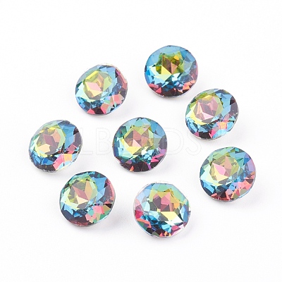 Pointed Back & Back Plated Glass Rhinestone Cabochons RGLA-J012-8mm-001VM-1