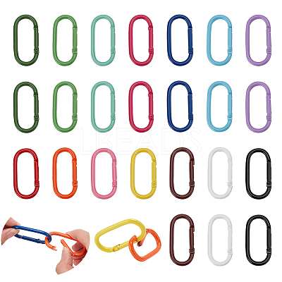 28Pcs 14 Colors Baking Paint Zinc Alloy Spring Gate Rings PALLOY-WR0001-11-1