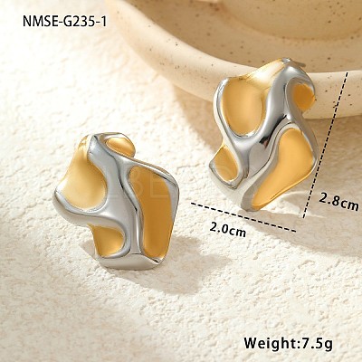 304 Stainless Steel Two Tone Stud Earrings FS-WG8A1D7-04-1