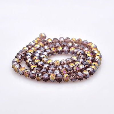 Half Rainbow Plated Faceted Rondelle Electroplate Glass Beads Strands GLAA-A024D-HR06-1