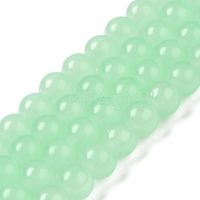 Baking Paint Imitation Jade Glass Round Bead Strands X-DGLA-Q021-8mm-22-1