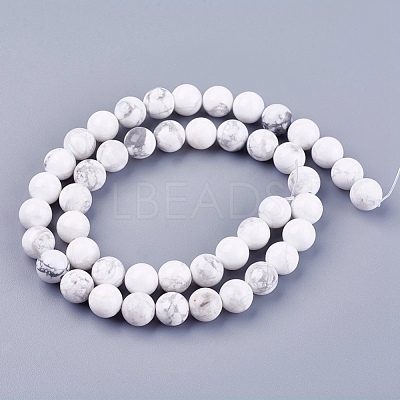 Natural Howlite Round Bead Strands X-G-I107-8mm-1