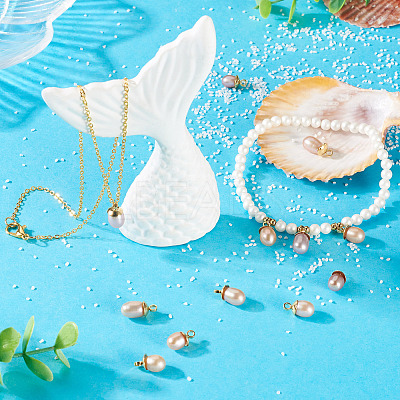 8Pcs Natural Pearl Pendants PALLOY-TAC0180-1