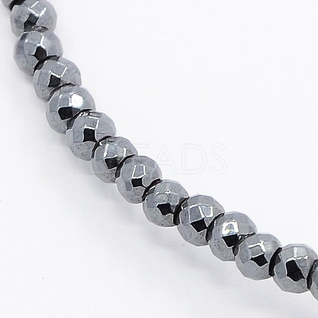 Non-magnetic Synthetic Hematite Faceted Round Beads Strands G-N0014-3mm-24-1