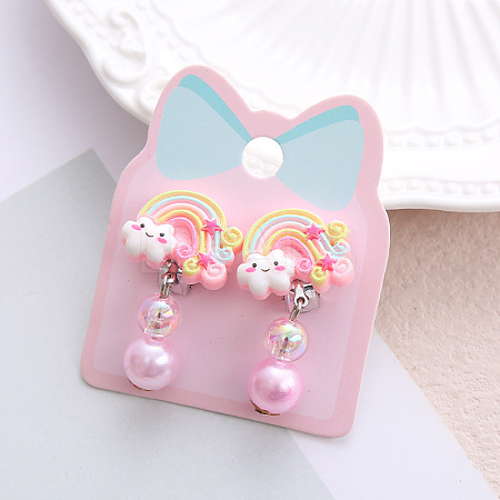Alloy Plastic Clip-on Earrings for Kid WG21FF0-16-1