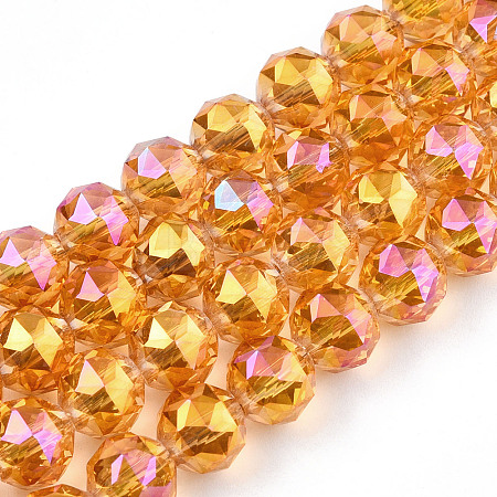 Electroplate Transparent Glass Beads Strands EGLA-N002-34C-C08-1