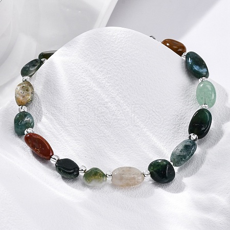 Natural Indian Agate Beaded Bracelets for Women G-P563-07P-20-1