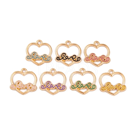 Light Gold Plated Alloy Enamel Pendants FIND-Q100-07KCG-1