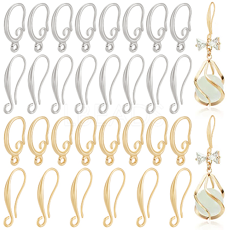BENECREAT 16 Pairs 4 Style Brass Earring Hooks Sets KK-BC0011-26-1