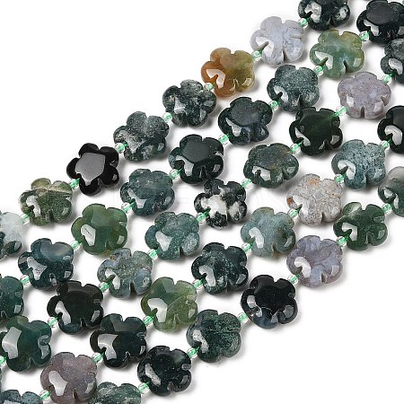 Natural Moss Agate Beads Strands G-NH0009-A01-02-1