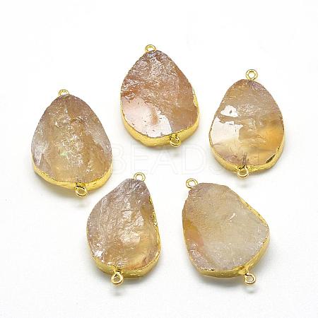 Plated Natural Citrine Links connectors G-R435-42-1