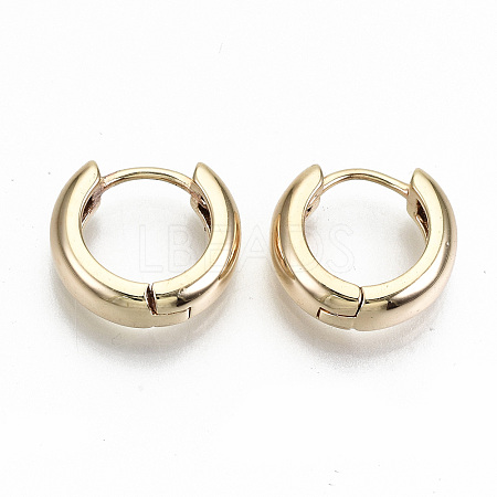 Brass Huggie Hoop Earrings X-KK-T062-46G-NF-1