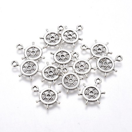 Tibetan Style Alloy Helm Pendants TIBEP-16625-AS-RS-1