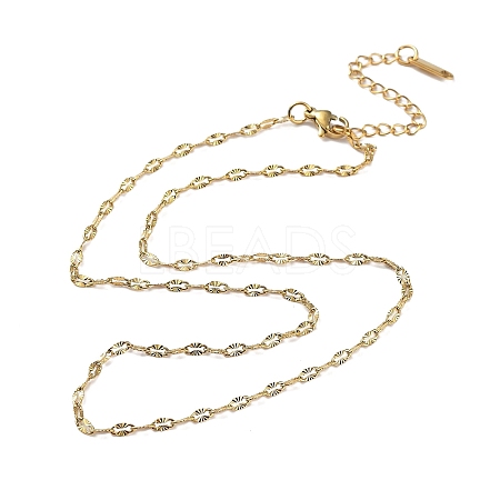 Ion Plating(IP) 304 Stainless Steel Textured Dapped Chain Necklace X-NJEW-D045-02G-1