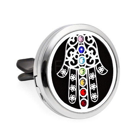 Colorful Rhinestone Aromatherapy Essential Oil Car Diffuser Vent Clips CHAK-PW0001-057A-1