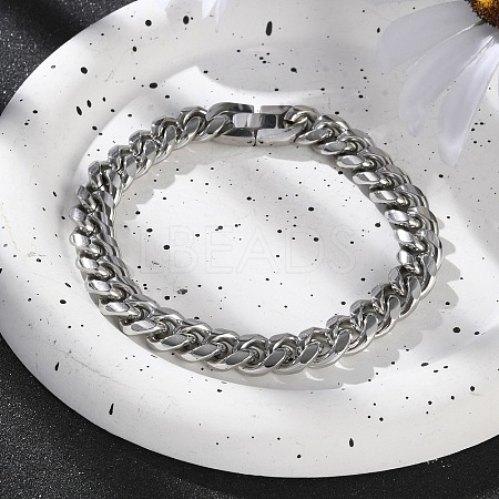 304 Stainless Steel Cuban Link Chain Bracelets for Men BJEW-Z081-01P-03-1