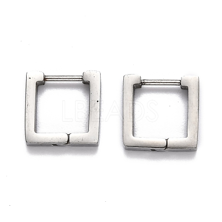 Tarnish Resistant 304 Stainless Steel Square Huggie Hoop Earrings STAS-H156-09A-P-1