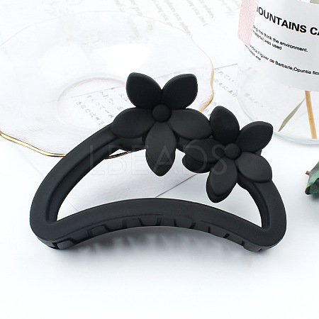 Amber Color Hollow Hair Clip with Matte Half Round Arc Flower. ST9175296-1