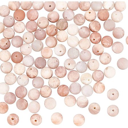 100Pcs Round Natural Sunstone Beads G-OC0001-37-1