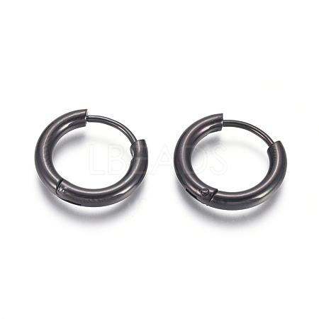 304 Stainless Steel Huggie Hoop Earrings EJEW-F111B-16mm-B-1