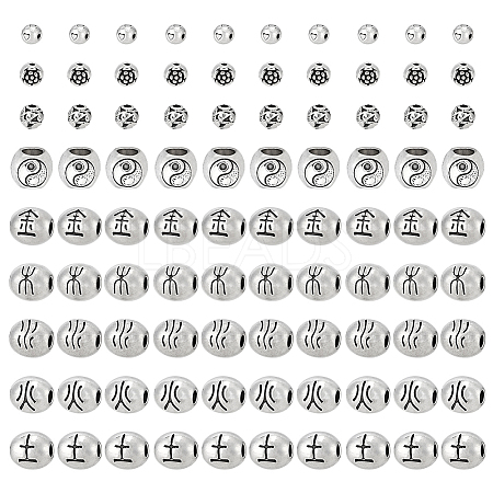 90Pcs 9 Styles Tibetan Style Alloy Beads FIND-PH0061-73-1
