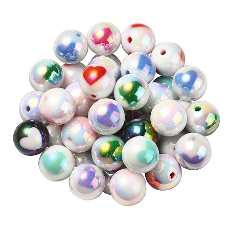 UV Plating Rainbow Iridescent Acrylic Beads X1-OACR-F004-09-1