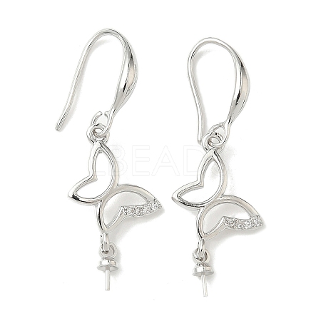 Butterfly Brass Micro Pave Clear Cubic Zirconia Earring Hooks KK-D386-17P-1