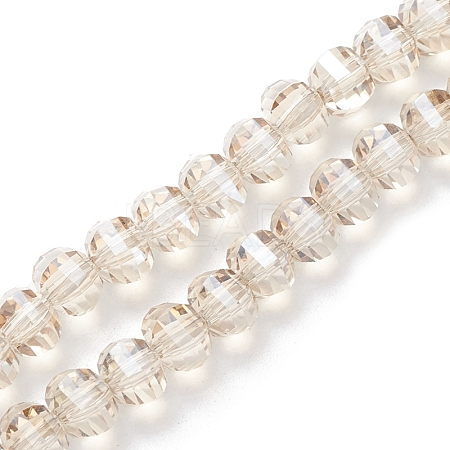 Electroplate Transparent Glass Beads Strands EGLA-K015-13F-1