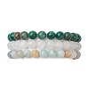 3Pcs 3 Styles Natural Mixed Gemstone Round Beaded Stretch Bracelets Set BJEW-JB10139-02-1