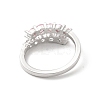 Clear & Pink Cubic Zirconia Adjustable Ring RJEW-C050-08P-3