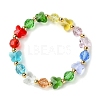Butterfly & Faceted Round Glass & Brass Beaded Stretch Bracelets for Women BJEW-FS00005-1