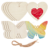  DIY Blank Heart & Butterfly Wood Pendant Decoration Making Kit DIY-NB0010-97-1