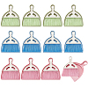 12 Bags 3 Colors Plastic & Nylon Mini Broom Brush and Dustpan Set AJEW-GO0004-69-1