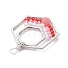 Wire Wrapped Natural White Jade & Glass Bead Pendants PALLOY-MZ00200-3
