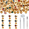  90Pcs Round Brass Semi-Tublar Rivets with Rhinestone DIY-NB0010-29-1