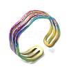 Ion Plating(IP) 304 Stainless Steel Triple Line Open Cuff Ring for Women RJEW-M149-02RC-3
