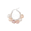 Natural Pearl Wire Wrapped Beaded Hoop Earrings for Women EJEW-JE04759-01-3