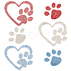 Fingerinspire Heart & Pawprint Glitter Hotfix Rhinestone DIY-FG0002-29-1